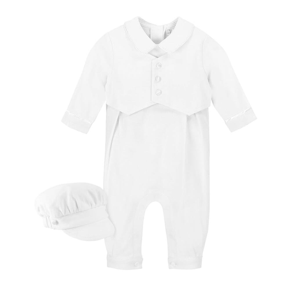 Carriage Boutique Baby Christening Outfit - Coverall, Vest and Hat - 6 Months